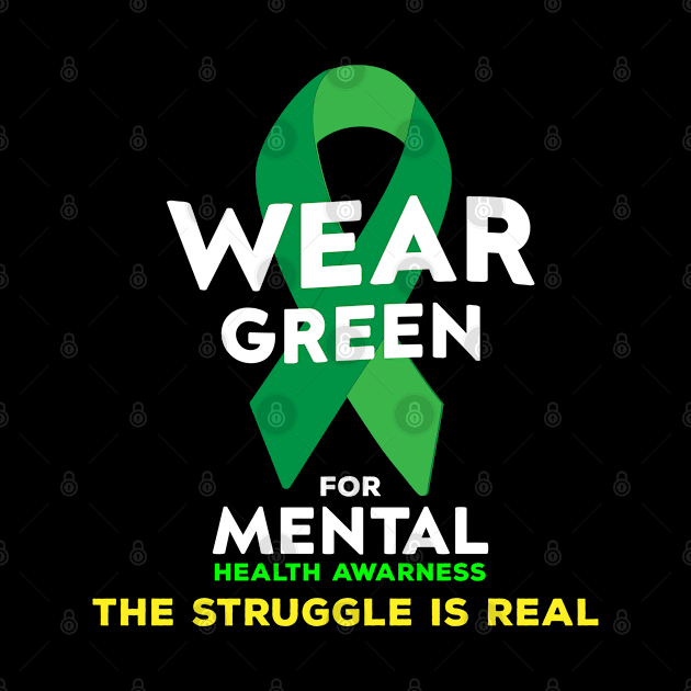 Wear Green For Mental Health Awareness Month Green Ribbon by NASSER43DZ