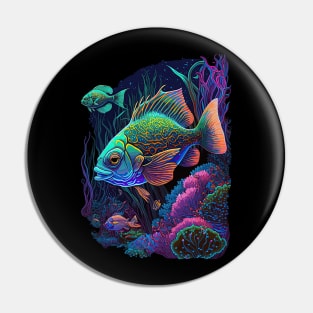 Psychedelic Tropical Reef Fish Pin