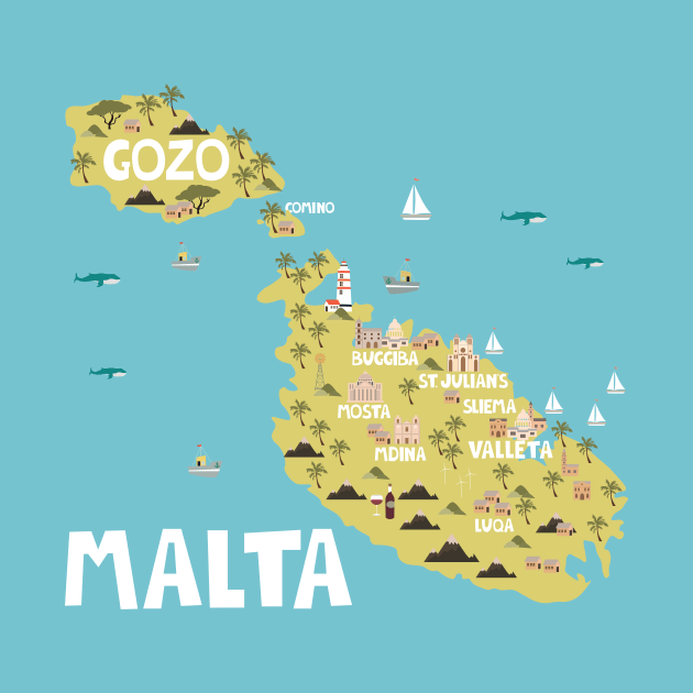 Malta Illustrated Map by JunkyDotCom