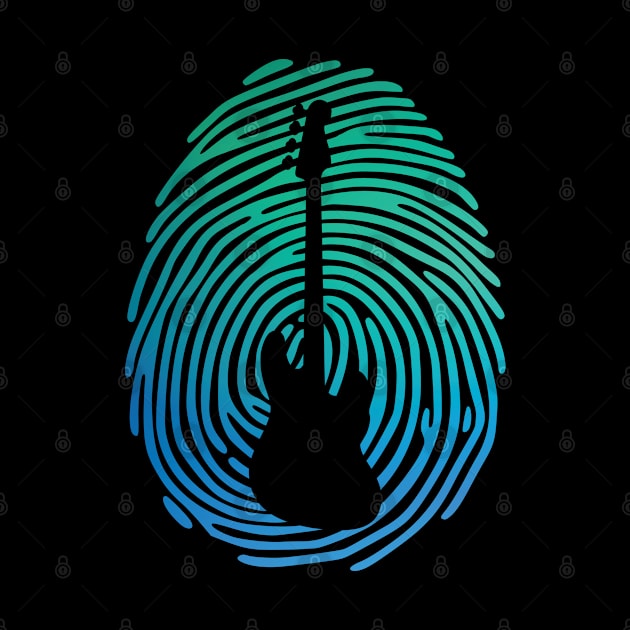 Fingerprint Bass Guitar Silhouette Gradient Design by nightsworthy