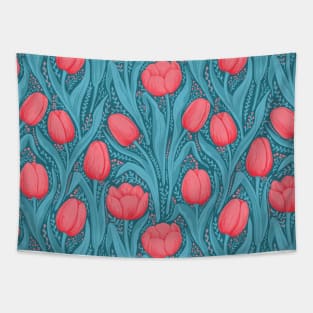 Tulips in blue and red Tapestry