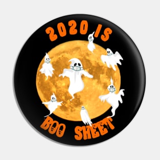 2020 is Boo Sheet white Ghost Wear Mask Halloween Pin