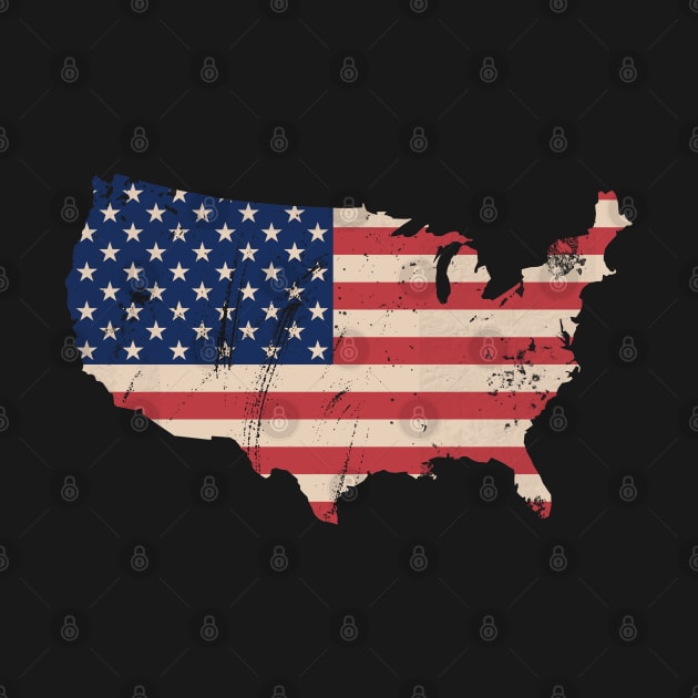US Flag Map Distressed Patriotic Art by Brasilia Catholic
