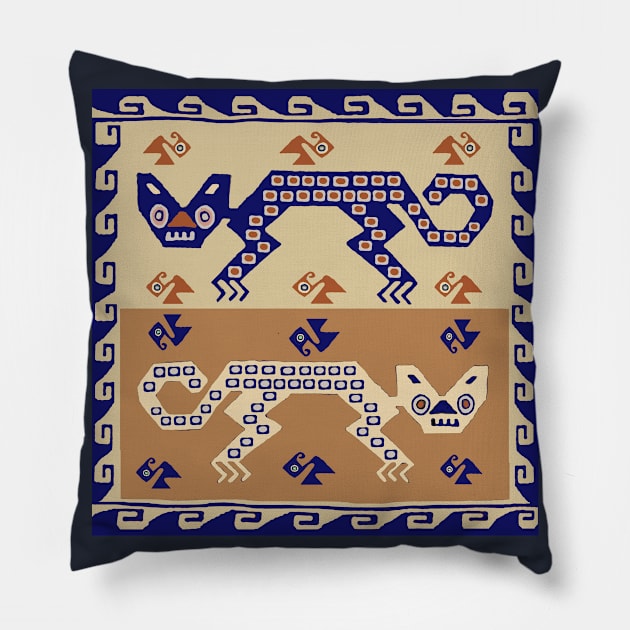 Inca Gatos y Aves Pillow by Esprit-Mystique