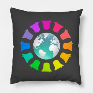 Bell Ringing - WORLDWIDE BELLS A - for Environment, Peace & Diversity Pillow