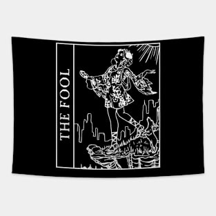 The Fool Tarot Card Black and White Tapestry