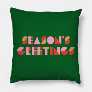 Cute Pink Seasons Greetings Christmas Pillow