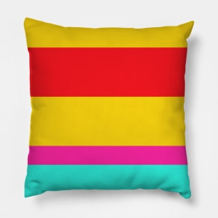 A fabulous mixture of Cherry Red, Barbie Pink, Metallic Yellow and Bright Light Blue stripes. Pillow