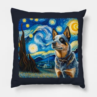 Starry Australian Cattle Dog Portrait - Pet Portrait Pillow