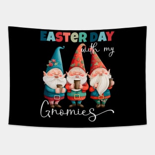 Easter Day With My Gnomies Funny Coffee & Gnome Lovers Floral Easter Tapestry