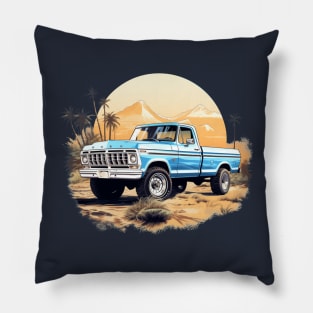 Ford Truck Vintage Highboy Design Blue Pillow