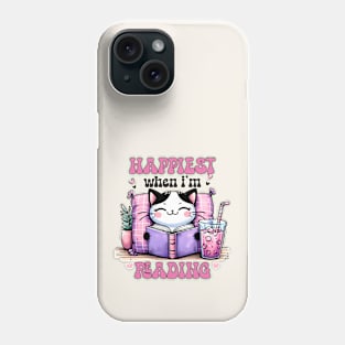 Happiest When I'm Reading Cute Cat Phone Case