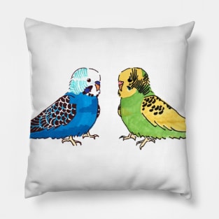 Budgie - blue mutation and recessive pied Pillow