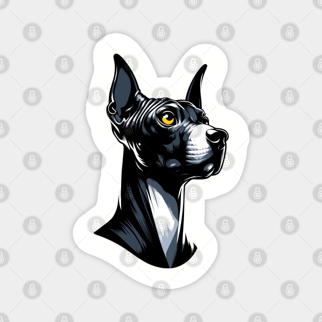 Stunning and Cool American Hairless Terrier Monochrome and Gold Portrait for Father's Day Magnet by ArtRUs