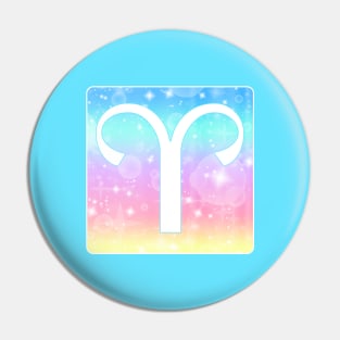 Aries Horoscope Zodiac Unicorn Sparkle Square Monogram Pin