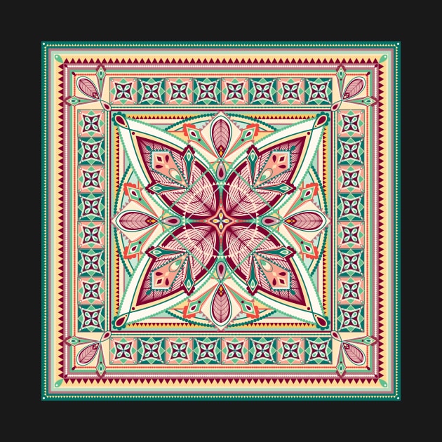 Burgundy Art Deco Mandala by Carolina Díaz