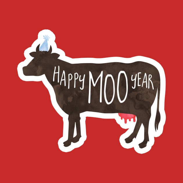 Happy Moo Year - New Year's funny, joke, pun, gift by Shana Russell
