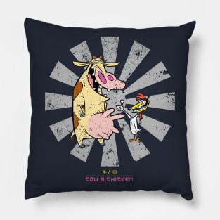 Cow And Chicken Retro Japanese Pillow