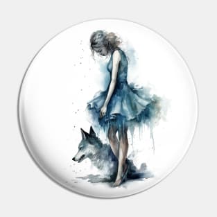 Woman with wolf Pin