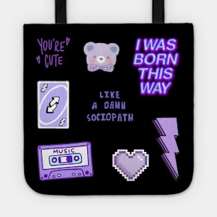 purple bear sociopath pack sticker Tote