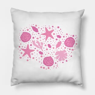 Ocean lover, nautilus, pink Aesthetic, sea coral, sealife, pink hues, baby pink, shells, pink shells Pillow