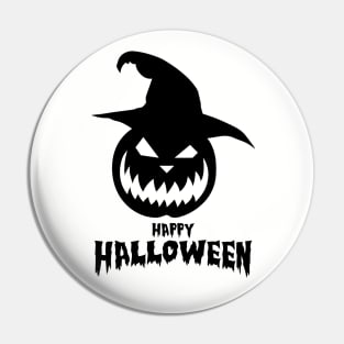 Happy Halloween With Black Scary Pumpkin Pin