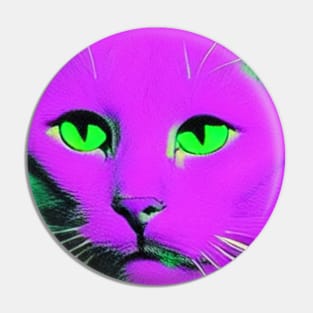 Cat retrowave neon Pin