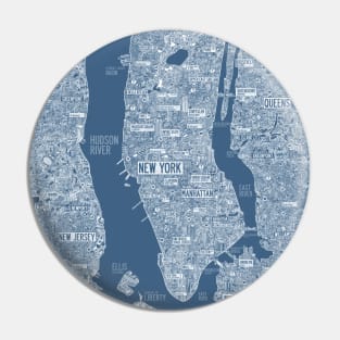 New York city blue map Pin