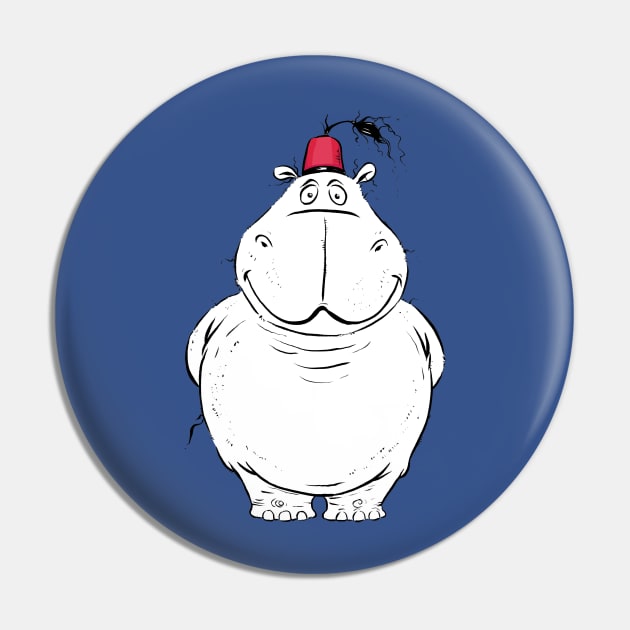 A Big Handsome Hippo with a Cute Little Fez Hat Pin by obillwon