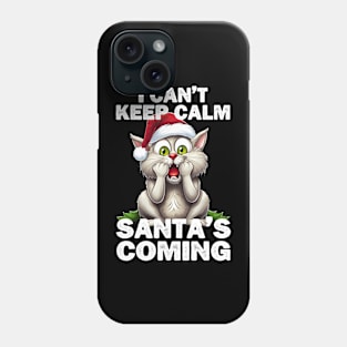 Funny Christmas saying, cute Christmas cat design Phone Case