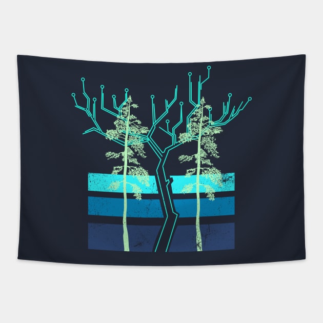Techno Tree Tapestry by pilipsjanuariusDesign