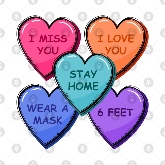 Quarantine Valentine Heart Candy Sticker Pack by lunamoonart
