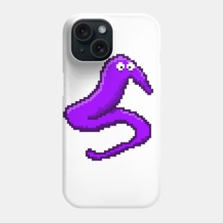 Purple Fuzzy Worm On A String Meme Pixel Art Phone Case