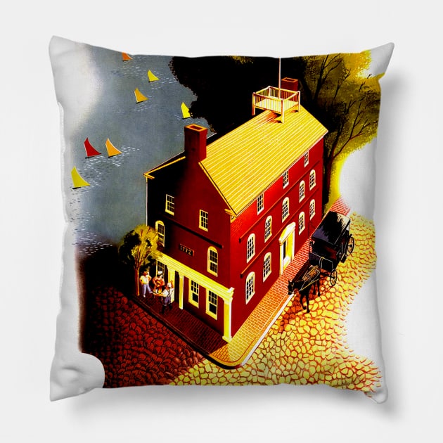 Nantucket - Vintage Travel Poster Pillow by Culturio