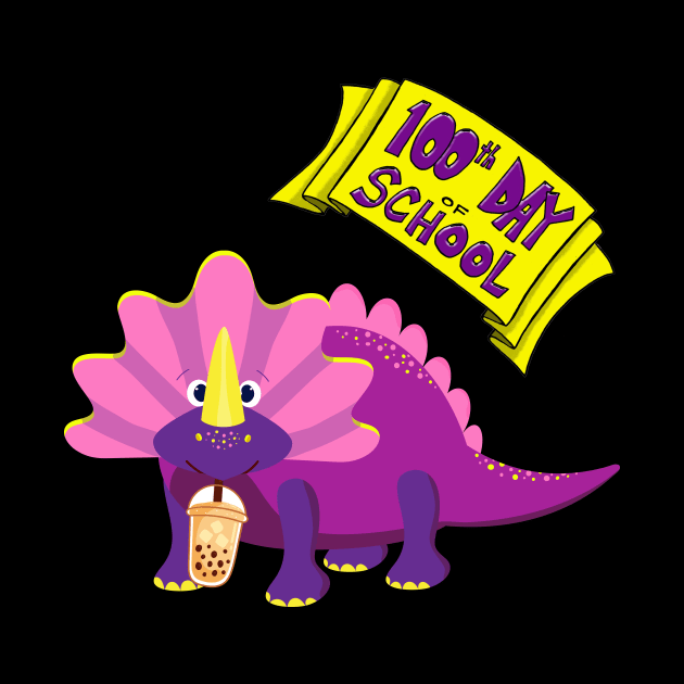 100th Day Of School - 100 Days Smarter dino boba dinosaur by Trendy_Designs