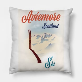 Aviemore Scotland Ski poster Pillow
