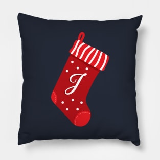 Christmas Stocking with Letter J Pillow