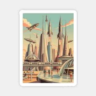 Dreams of Tomorrow – 1950s Retro Futuristic Sci-Fi City Magnet
