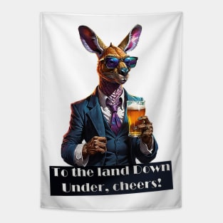 Kangaroo with a glass of beer Tapestry