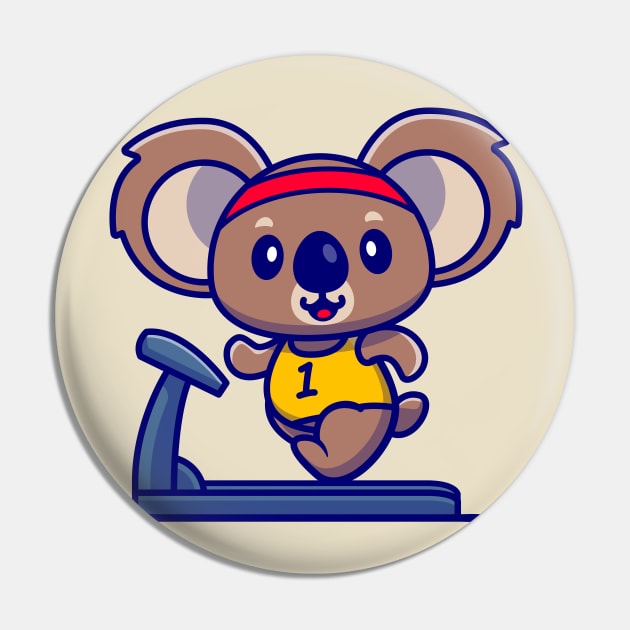 Cute Koala Running On The Treadmill Cartoon Pin by Catalyst Labs