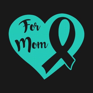 Heart Love For Mom PCOS Awareness Teal Ribbon Warrior Support Survivor T-Shirt