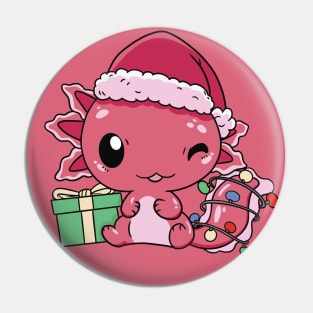 Cute Christmas Axolotl Cartoon Pin