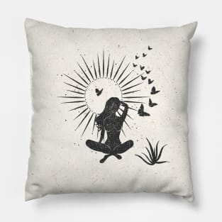 Sitting Butterfly Sun Goddess Pillow