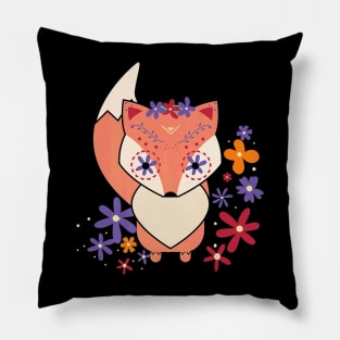 Fox Skull Flower Foxy Pillow