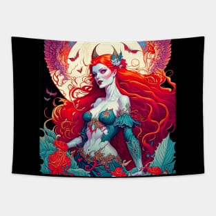 "Psychedelic Haunts: Unique and Colorful Halloween Horrors" Tapestry