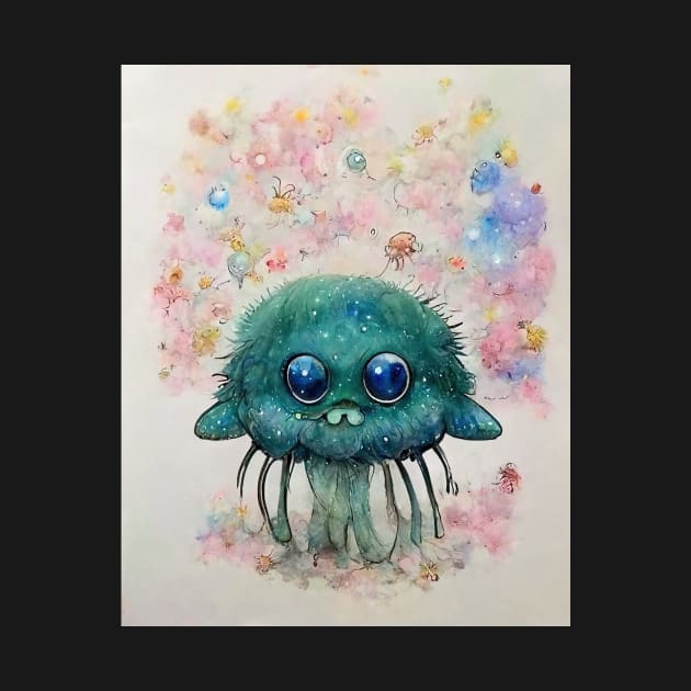 Cute flowerpunk sea creature - Jellyfish Monster by Fluffypunk