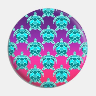 Teal Green Turquoise blue sea turtle pattern on purple pink ombre gradient background Pin