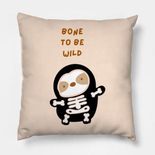 Bone to Be Wild Halloween Skeleton Sloth Pillow