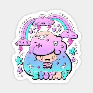 Cute stormy bubble head girl in kawaii style Magnet