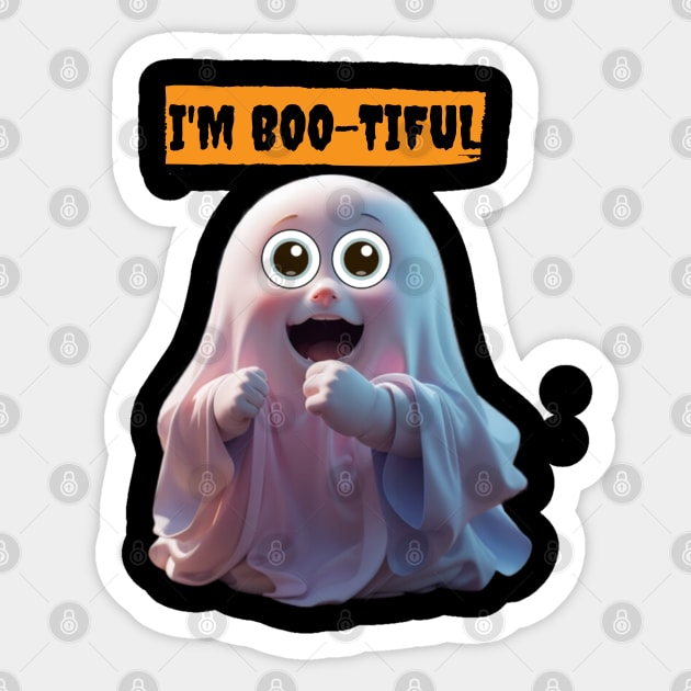 I'm boo-tiful - Cartoon Ghosts - Sticker | TeePublic